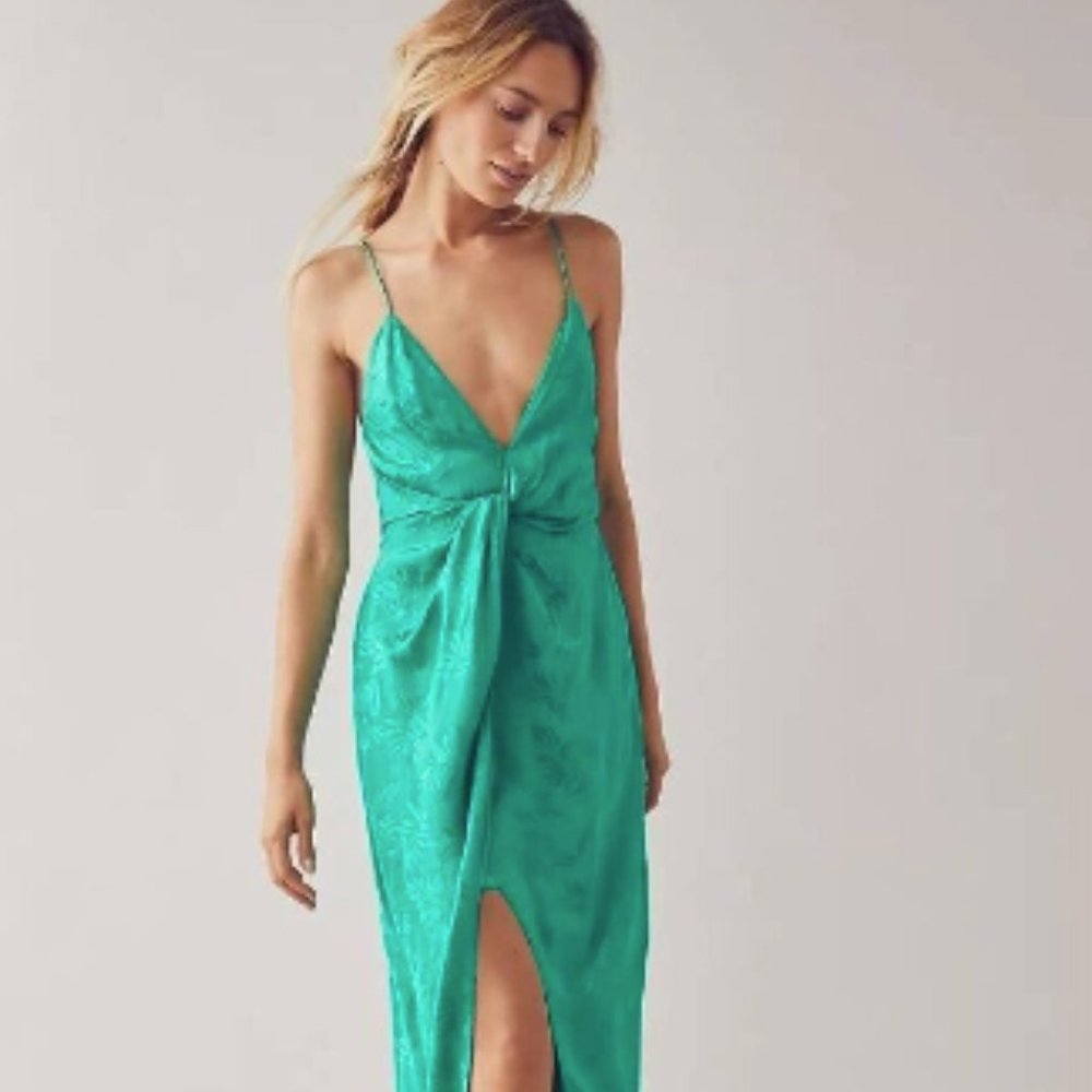 Free People SIGNIFICANT OTHER Mae Dress Forest Green UK Size 10 / US Size 6 NWT
